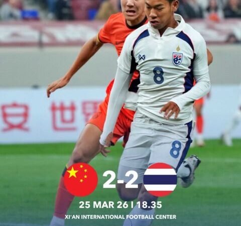 ทีมชาติไทย U23 เสมอ จีน U23 2-2 ประเดิมศึก CFA Youth Tournament Xi’an