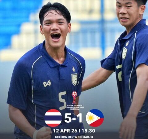 ทีมชาติไทย U16 อัด ฟิลิปปินส์ 5-1 ประเดิมสามแต้มศึกชิงแชมป์อาเซียน 2026