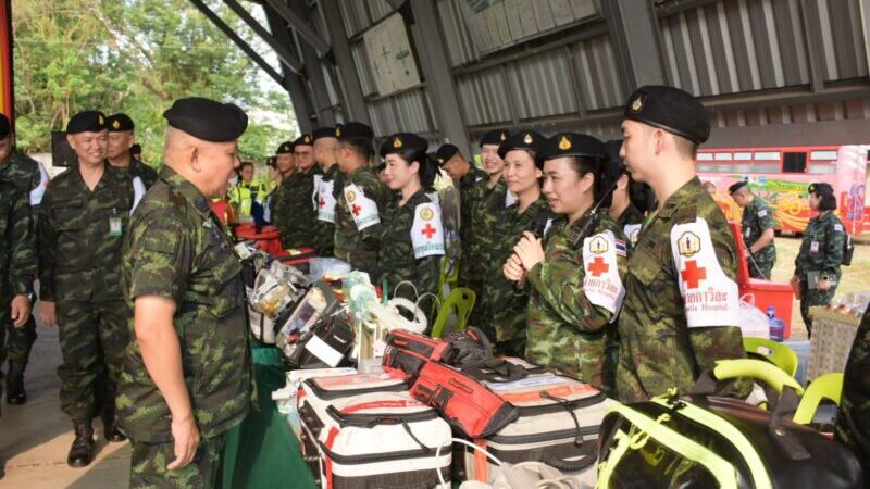 พลโท วรเทพ บุญญะ แม่ทัพภาคที่ 3 ตรวจเยี่ยม การฝึกทบทวนการปฏิบัติ การส่งต่อผู้ป่วยวิกฤต เเละฉุกเฉิน