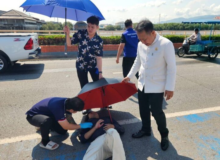 ผู้ว่าฯ ชลบุรี น้ำใจงาม! จอดรถกลางทางช่วยผู้บาดเจ็บจักรยานยนต์ล้ม แม้มีภารกิจเร่งด่วน