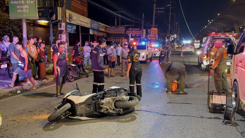อุบัติเหตุสลด พ่อพาลูกซ้อนท้ายหักหลบรถเข็นย้อนศร พลาดถูก 18 ล้อเฉี่ยวล้มทับลูกดับคาที่