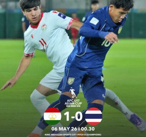 ทีมชาติไทย U17 พ่าย ทาจิกิสถาน U17 0-2 ประเดิมศึกชิงแชมป์เอเชีย 2026