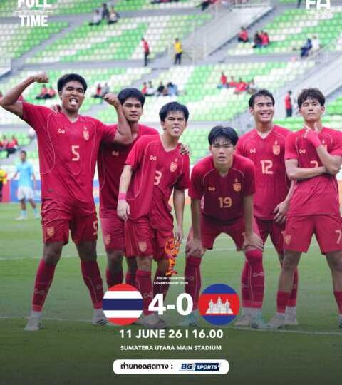ทีมชาติไทย U19 เอาชนะ กัมพูชา 4-0 ลิ่วชิงเจ้าอาเซียน U19