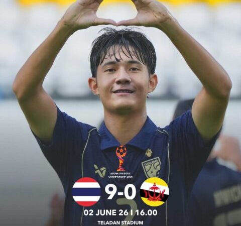ทีมชาติไทย U19 เอาชนะ บรูไน 9-0 ประเดิมศึกชิงแชมป์อาเซียน
