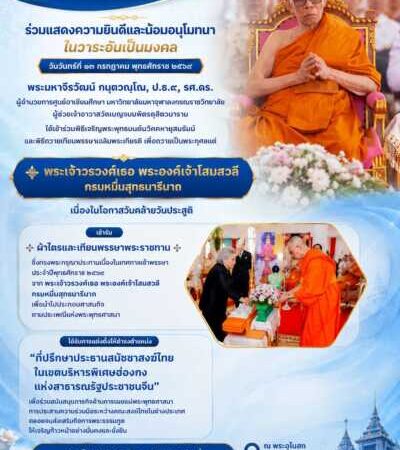 ศูนย์อาเซียนศึกษา มหาวิทยาลัยมหาจุฬาลงกรณราชวิทยาลัย ร่วมแสดงความยินดีและน้อมอนุโมทนาในวาระอันเป็นมงคล 🌿
