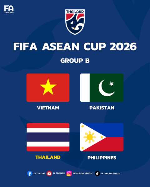 ไทย ร่วมสาย เวียดนาม, ปากีสถาน, ฟิลิปปินส์ ศึก FIFA ASEAN Cup 2026