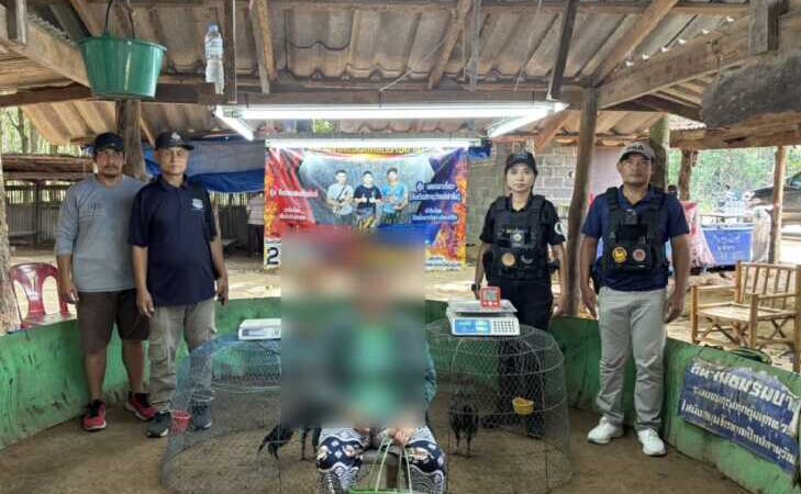 มุกดาหาร – ฝ่ายปกครองเมืองมุกดาหาร สนธิกำลัง บุกรวบเซียนพนันชนไก่ 11 ราย