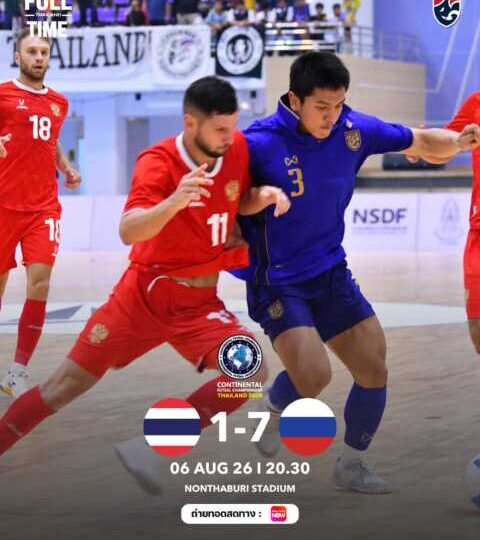 ฟุตซอลไทย พ่าย รัสเซีย 1-7 ส่งท้ายรายการ คอนติเนนทัล ฟุตซอล แชมเปี้ยนชิพ 2026